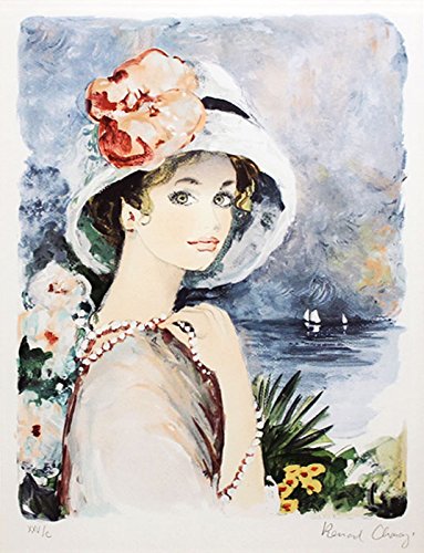 Amazon | ベルナール・シャロワ 『海辺の帽子の少女』 リトグラフ版画